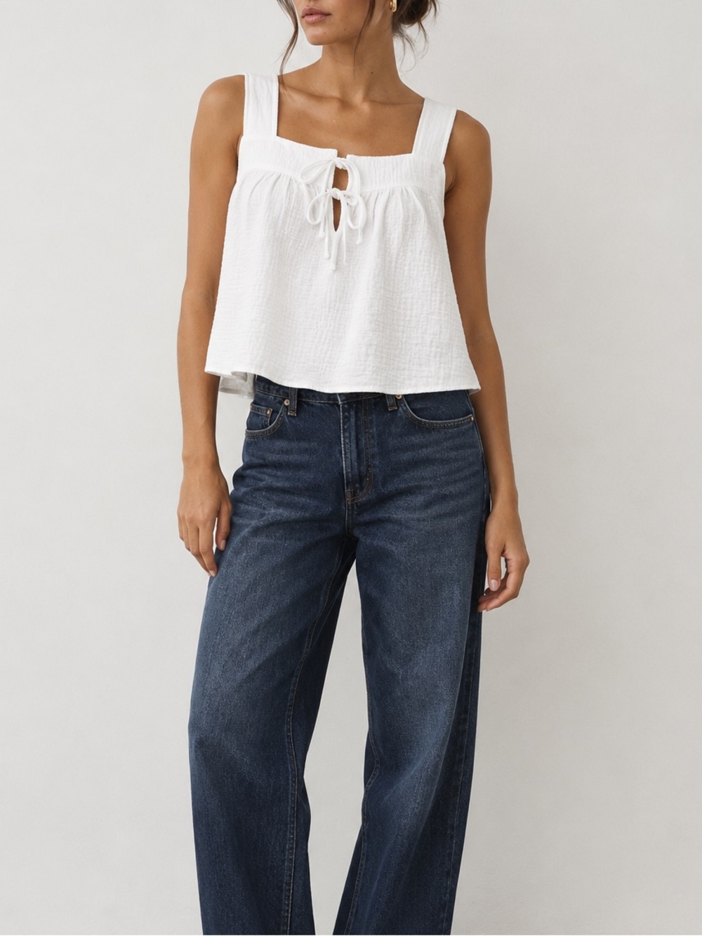 Rails white gauzy enya cropped tank